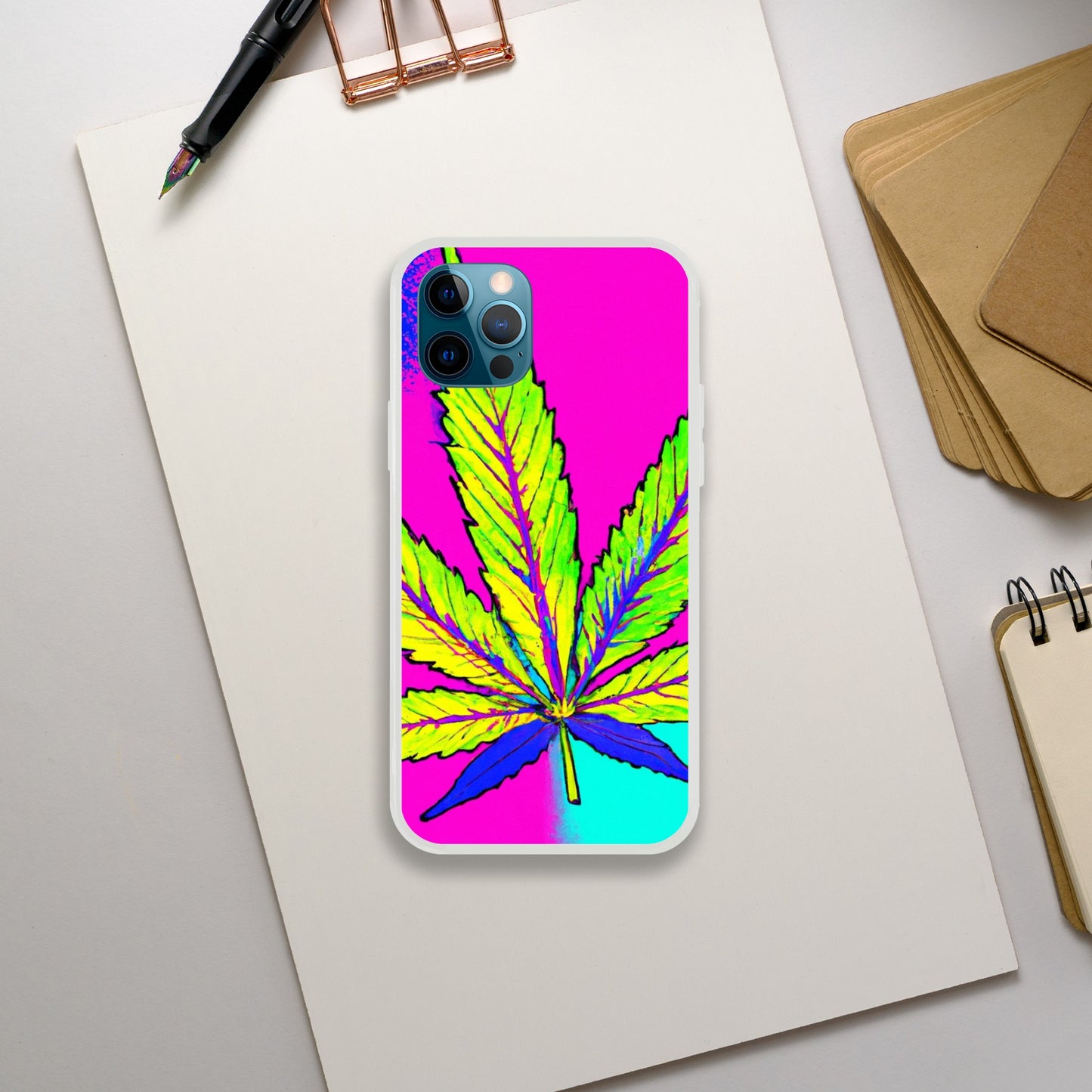 Cannabis leaf flexi phone case, stoner phone case, psychodelia Phone flexi case, weed phone protection