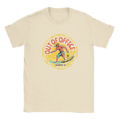 "out of office" retro beach wear t-shirt, vacation inspired unisex shirt.