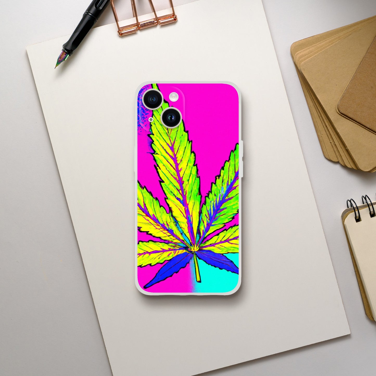 Cannabis leaf flexi phone case, stoner phone case, psychodelia Phone flexi case, weed phone protection