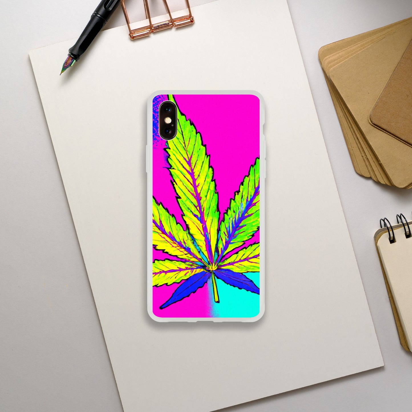 Cannabis leaf flexi phone case, stoner phone case, psychodelia Phone flexi case, weed phone protection