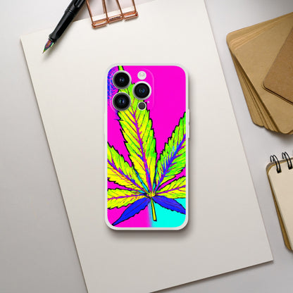 Cannabis leaf flexi phone case, stoner phone case, psychodelia Phone flexi case, weed phone protection