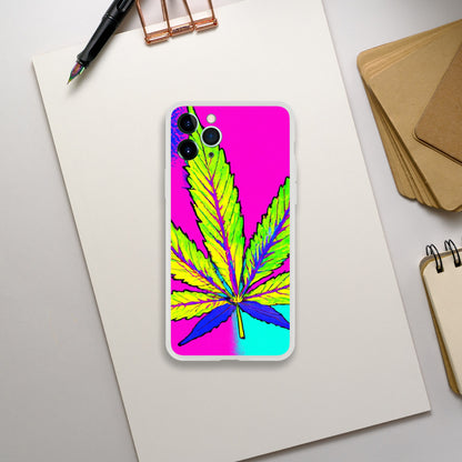 Cannabis leaf flexi phone case, stoner phone case, psychodelia Phone flexi case, weed phone protection