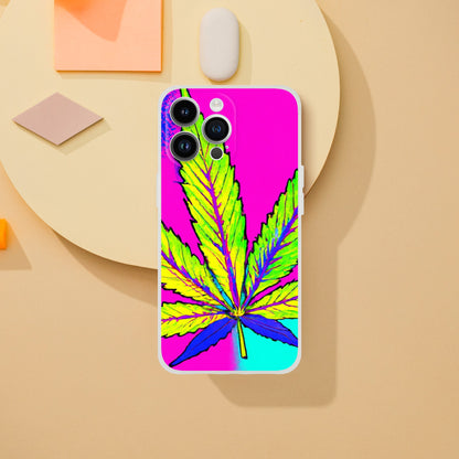 Cannabis leaf flexi phone case, stoner phone case, psychodelia Phone flexi case, weed phone protection