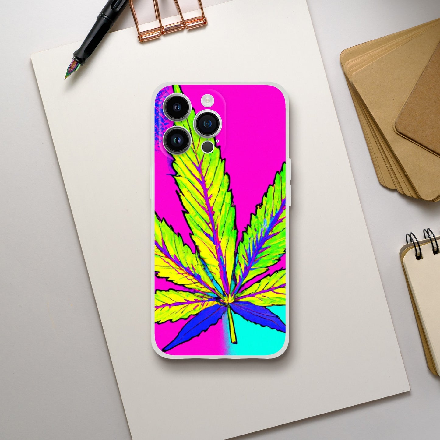 Cannabis leaf flexi phone case, stoner phone case, psychodelia Phone flexi case, weed phone protection