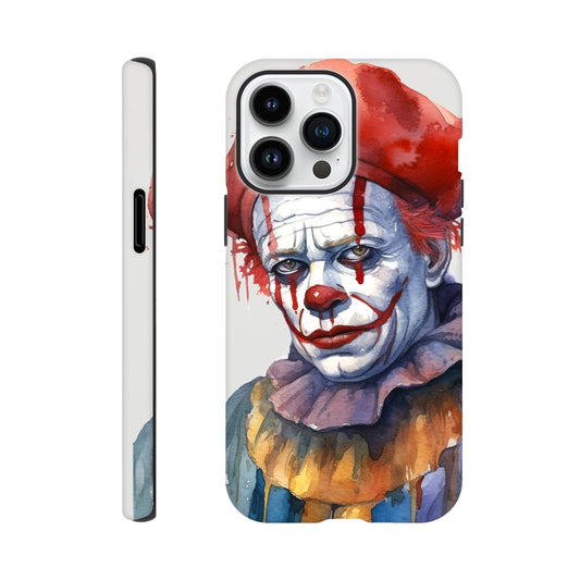 Vintage style Clown watercolor phone cover, classic circus print phone protector, Retro clown phone cover, scary clown eyes,