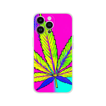 Cannabis leaf flexi phone case, stoner phone case, psychodelia Phone flexi case, weed phone protection