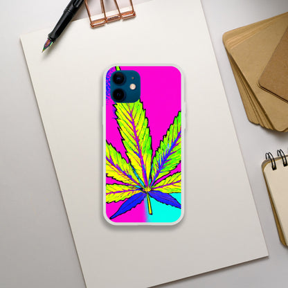 Cannabis leaf flexi phone case, stoner phone case, psychodelia Phone flexi case, weed phone protection