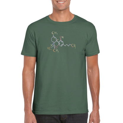 Tetrahydrocannabinol  or THC. This cannabis t shirt proudly displays the chemical equation for THC. cos when you know YOU KNOW!