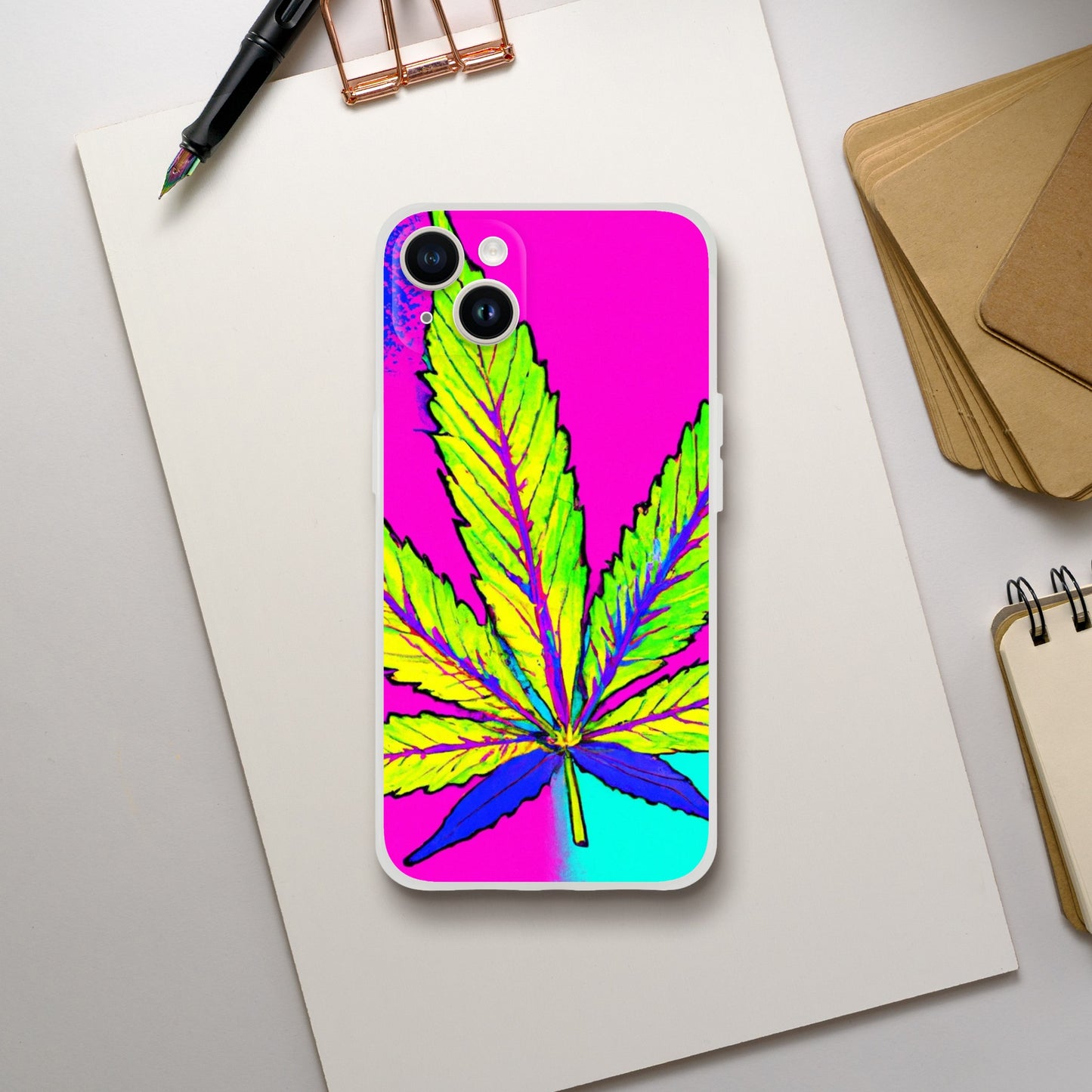 Cannabis leaf flexi phone case, stoner phone case, psychodelia Phone flexi case, weed phone protection