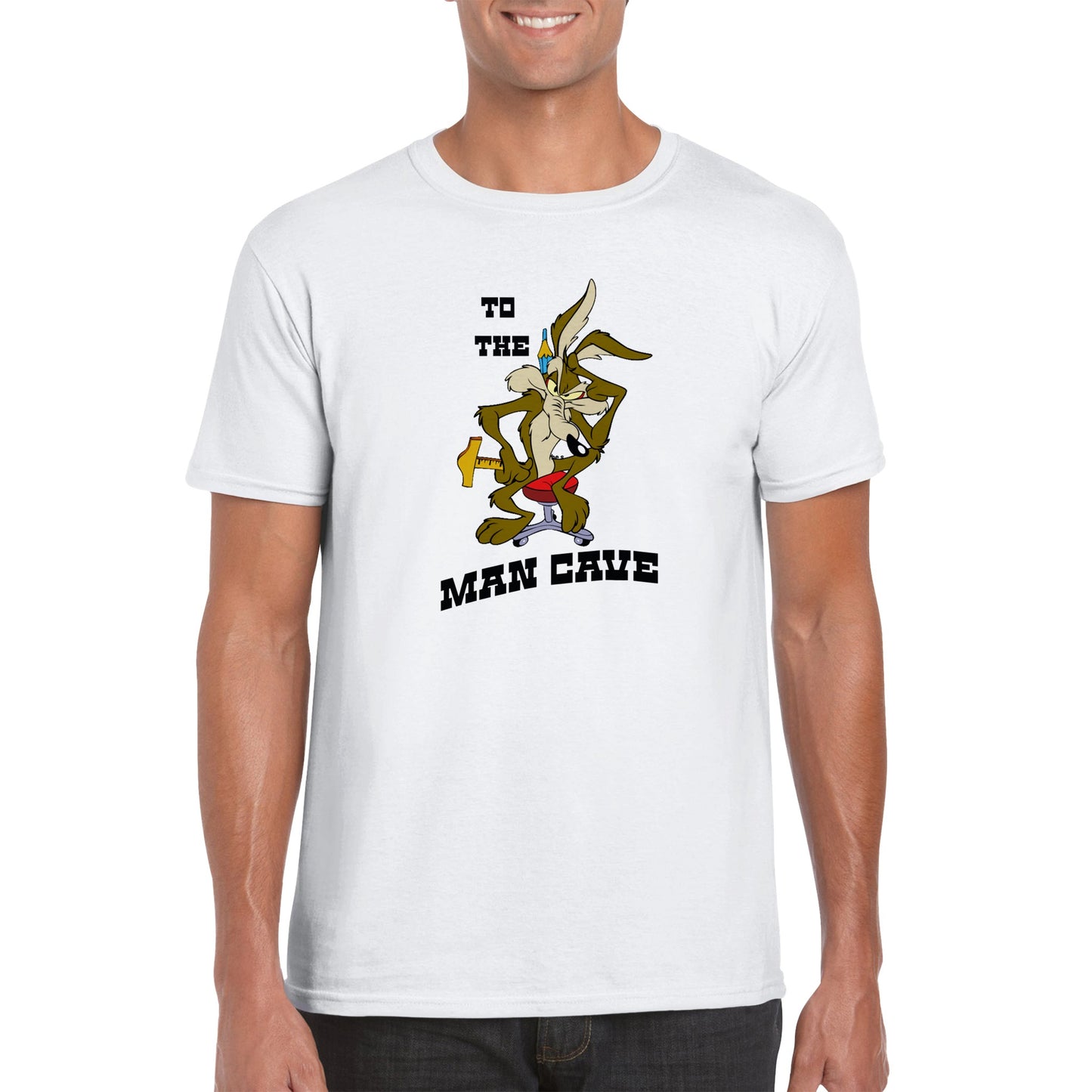 "TO THE MAN CAVE!! retro 70s Road Runner inspired T-Shirt !!!!!